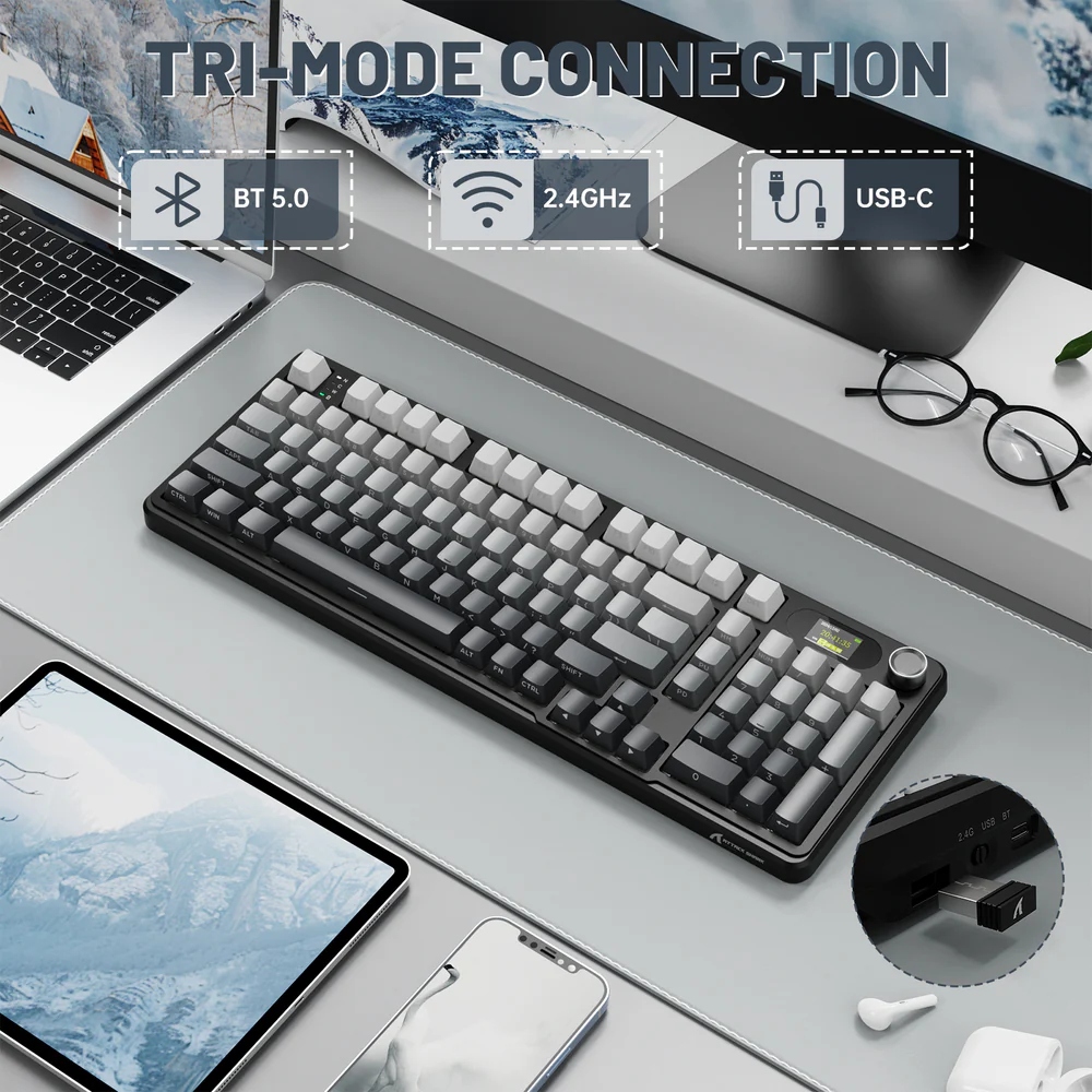 Клавіатура ігрова механічна Attack Shark X98 Pro 99кл. RGB, Wireless, TFT disp, Moonlit Night (X98PROMN_AS) Чорний на малюнкі №4