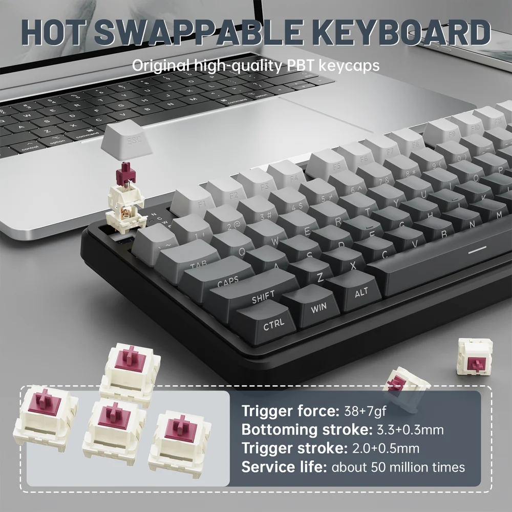 Клавіатура ігрова механічна Attack Shark X98 Pro 99кл. RGB, Wireless, TFT disp, Moonlit Night (X98PROMN_AS) Чорний на малюнкі №6