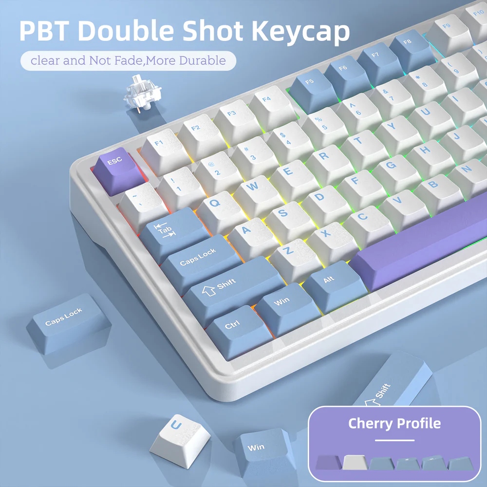 Клавіатура ігрова механічна Attack Shark X85 82кл.RGB,Wireless,White Jade перемикачі,Starlight White (X85SW_AS) Білий на малюнкі №8