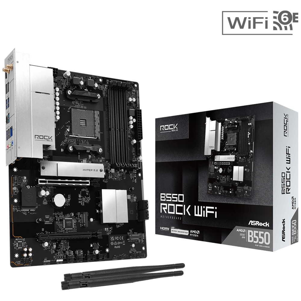 ASRock (AM4/B550, 4*DDR4, 2xPCIex16, HDMI, 4xSATA, 3xM.2, 2.5GLan, 7.1ch, ATX) (B550 Rock WiFi) на малюнкі №5