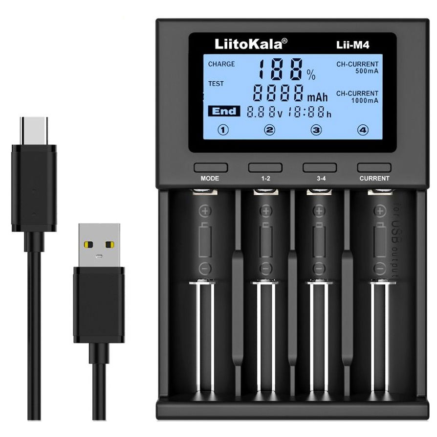 Зарядний пристрій LiitoKala Lii-M4, 4x(Lion/NiMH/NiCd), Power Bank, discharge function, display (Lii-M4) на малюнкі №6
