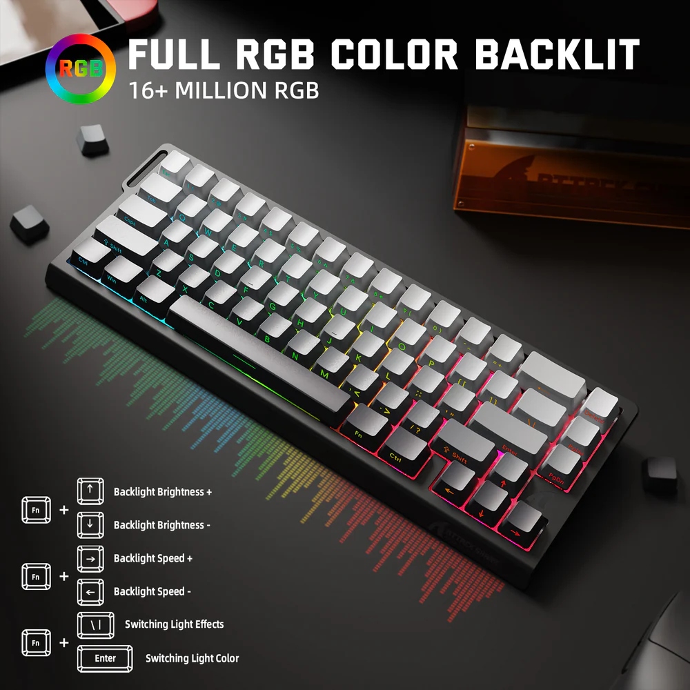 Клавіатура ігрова магнітна Attack Shark X68 Pro HE 66кл. RGB, Wireless, Moonlit Night (X68PROHEML_AS) Чорний на малюнкі №10
