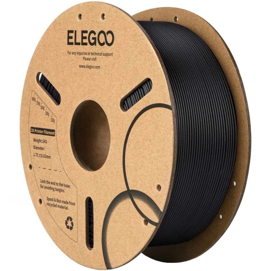 Пластик (Filament) ELEGOO PLA-CF 1кг, 1.75мм, з вуглецевим волокном (50.203.0464) Чорний на малюнкі №1
