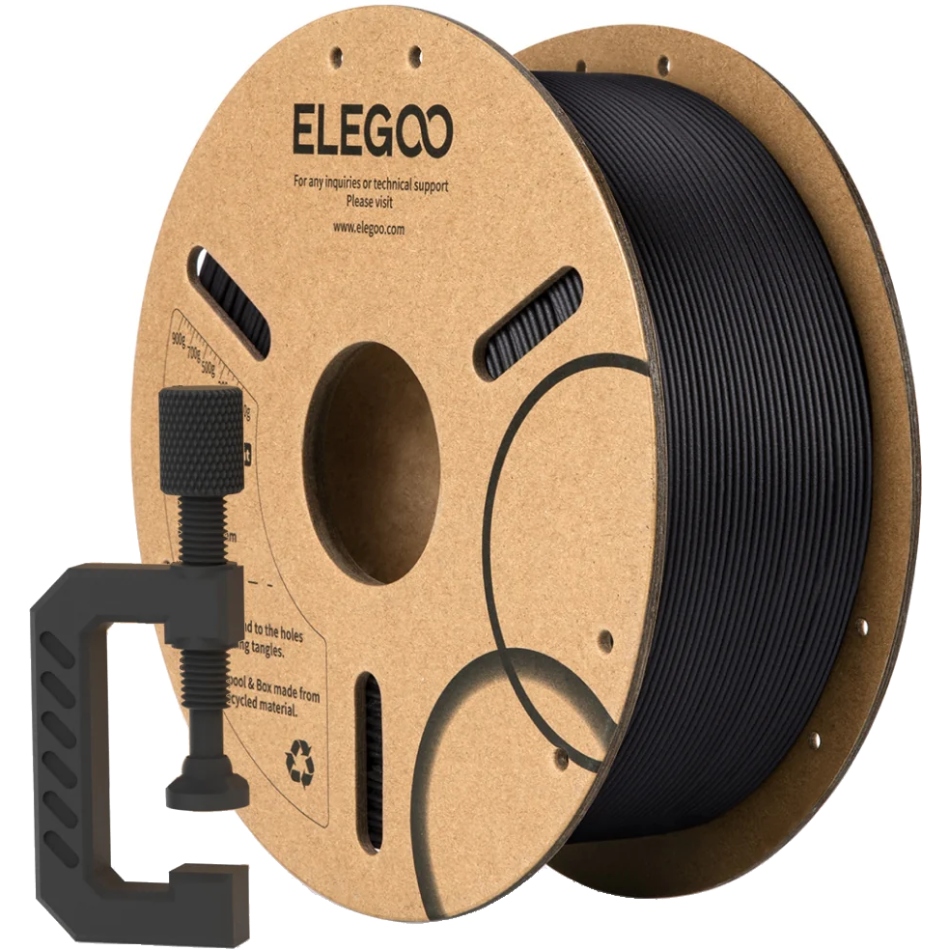 Пластик (Filament) ELEGOO PLA-CF 1кг, 1.75мм, з вуглецевим волокном (50.203.0464) Чорний на малюнкі №2