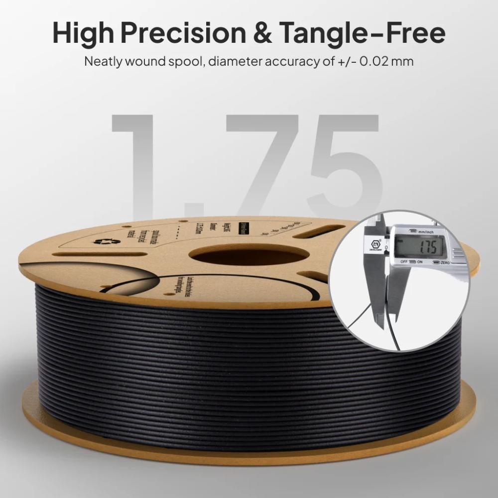 Пластик (Filament) ELEGOO PLA-CF 1кг, 1.75мм, з вуглецевим волокном (50.203.0464) Чорний на малюнкі №3