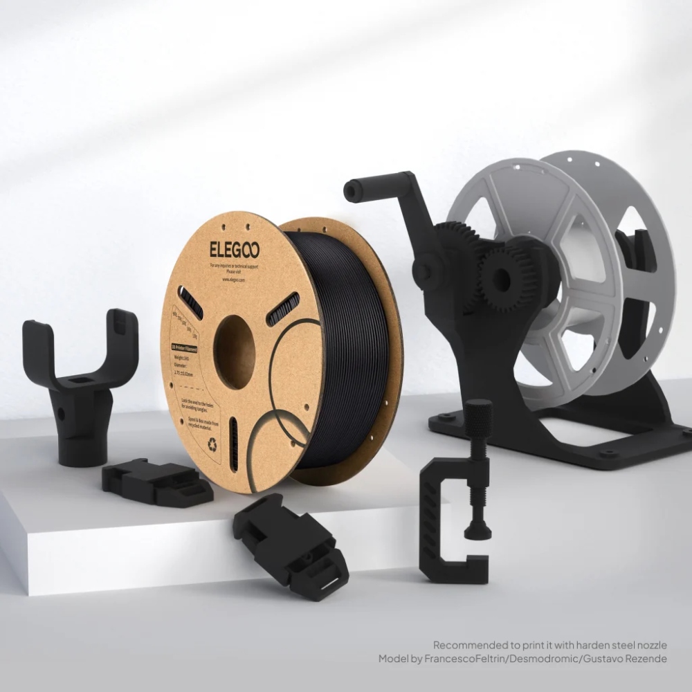 Пластик (Filament) ELEGOO PLA-CF 1кг, 1.75мм, з вуглецевим волокном (50.203.0464) Чорний на малюнкі №4