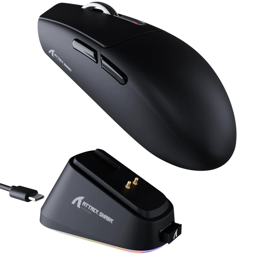 Мишка Attack Shark G3 PRO, Wireless/Bluetooth, 25000dpi. (PAW3311), 6кн, Black (G3PROB_AS) Чорний на малюнкі №1