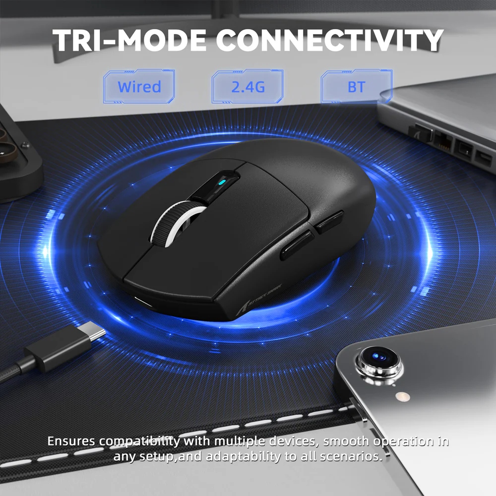 Мишка Attack Shark G3 PRO, Wireless/Bluetooth, 25000dpi. (PAW3311), 6кн, Black (G3PROB_AS) Чорний на малюнкі №3