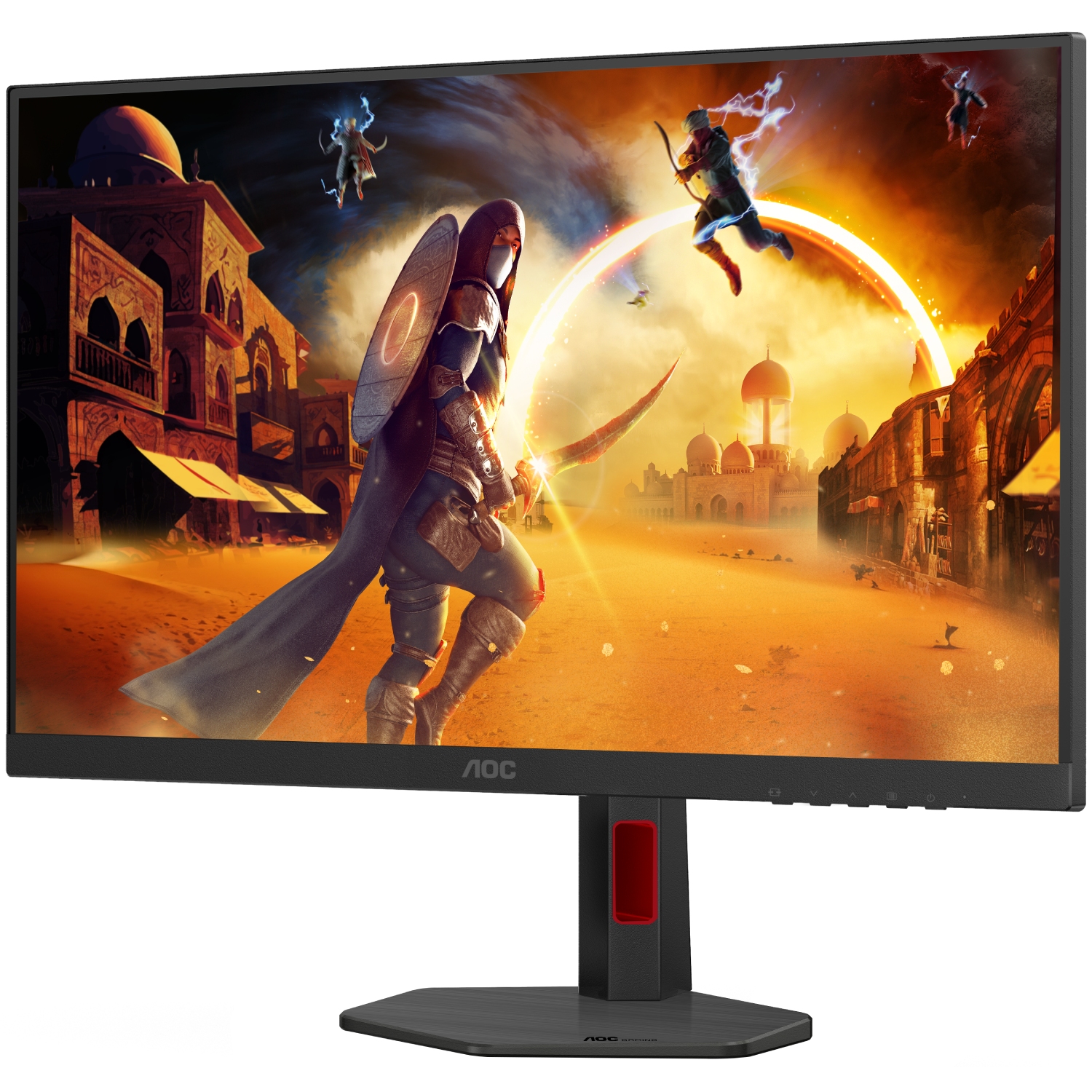 TFT 27 AOC U27G4R, 4K UHD, IPS, 160Гц, 2хHDMI, DP, HAS, Pivot, чорно-червоний (U27G4R) чорний з червоним на малюнкі №3