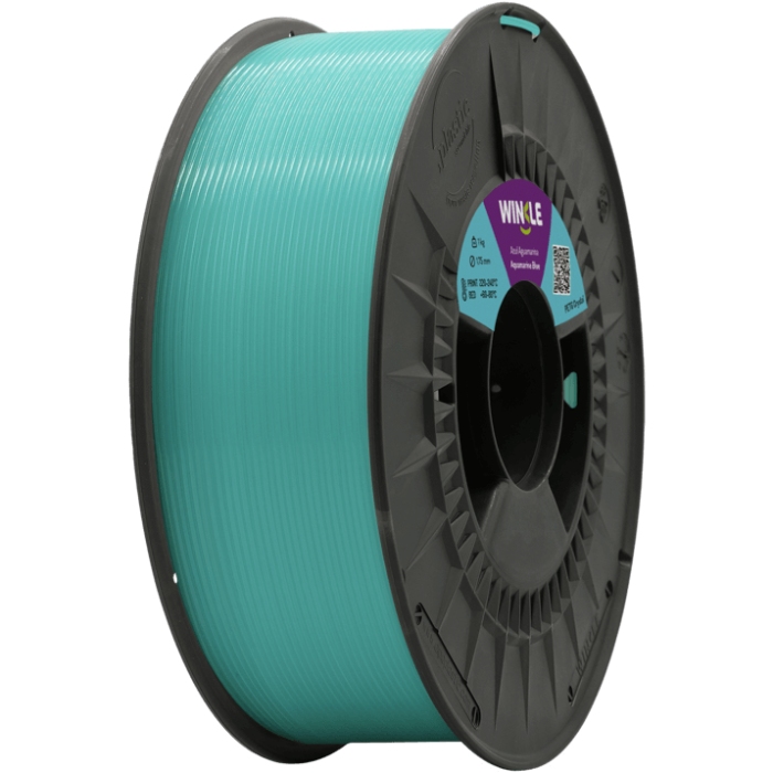 Пластик (Filament) WINKLE PETG CRYSTAL 1кг, 1.75мм, аквамариново-синій (PET01000175AZUAGUWNK) Синій на малюнкі №1