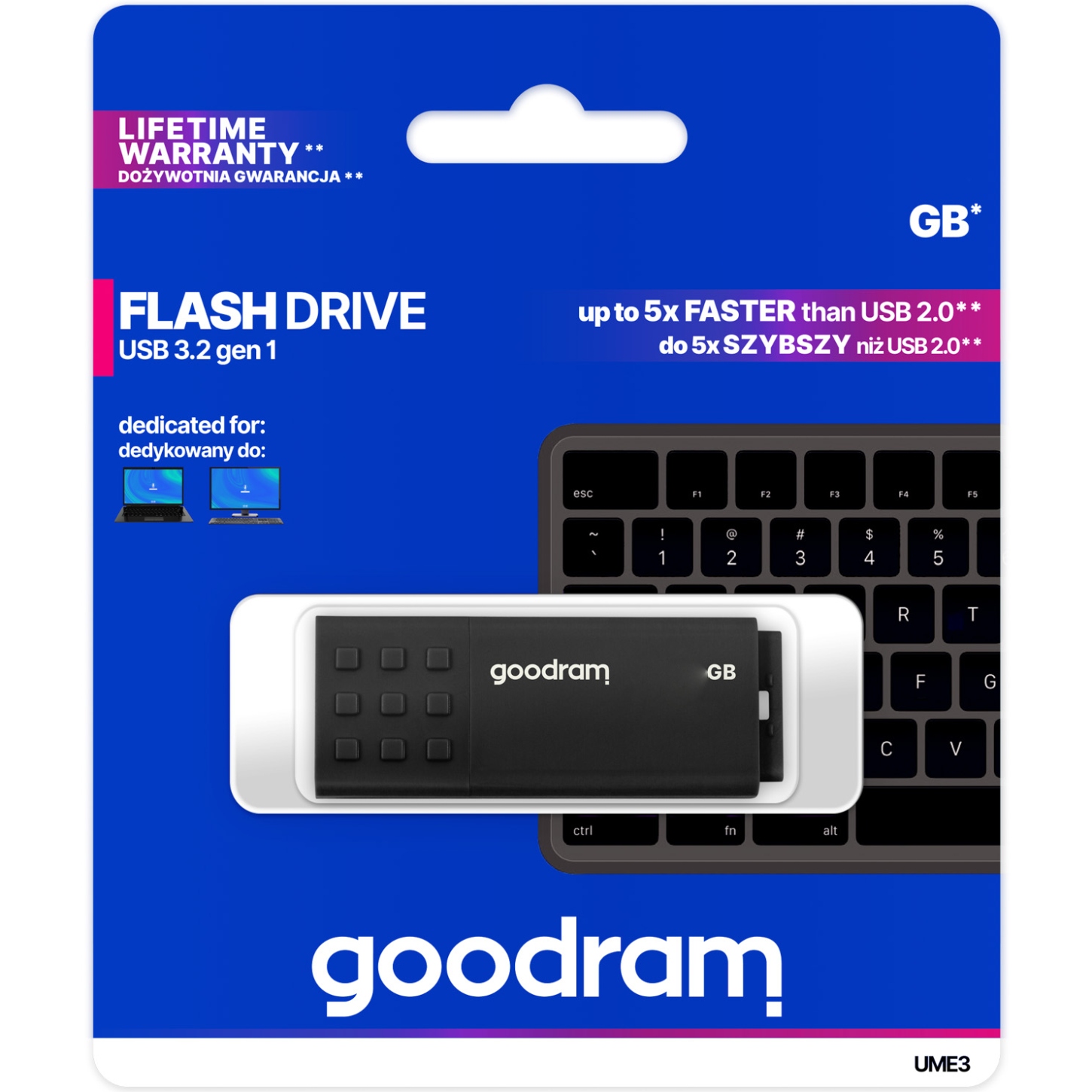 USB Flash GoodRAM 256GB USB 3.2 UME3 Black, Retail (UME3-2560K0R11) Чорний на малюнкі №5