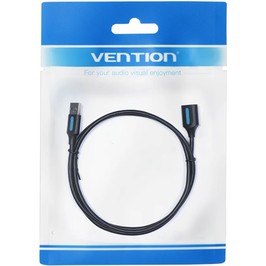 Кабель продовжувач USB 3.0 AM/AF 0.5м, 5Gbps, PVC Type, чорний, Vention (CBHBD) Чорний на малюнкі №3