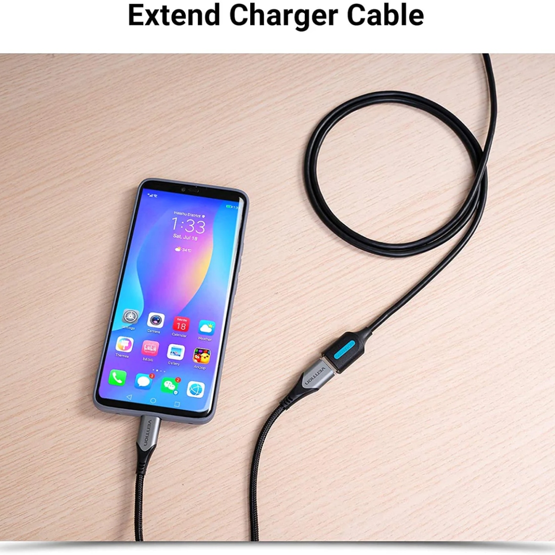 Кабель продовжувач USB 3.0 AM/AF 0.5м, 5Gbps, PVC Type, чорний, Vention (CBHBD) Чорний на малюнкі №5