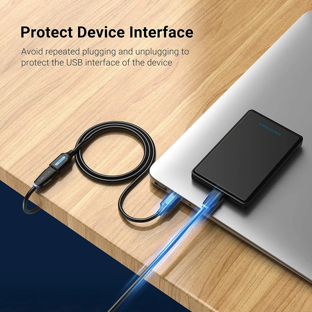 Кабель продовжувач USB 3.0 AM/AF 0.5м, 5Gbps, PVC Type, чорний, Vention (CBHBD) Чорний на малюнкі №6