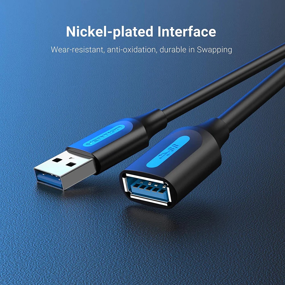 Кабель продовжувач USB 3.0 AM/AF 0.5м, 5Gbps, PVC Type, чорний, Vention (CBHBD) Чорний на малюнкі №7