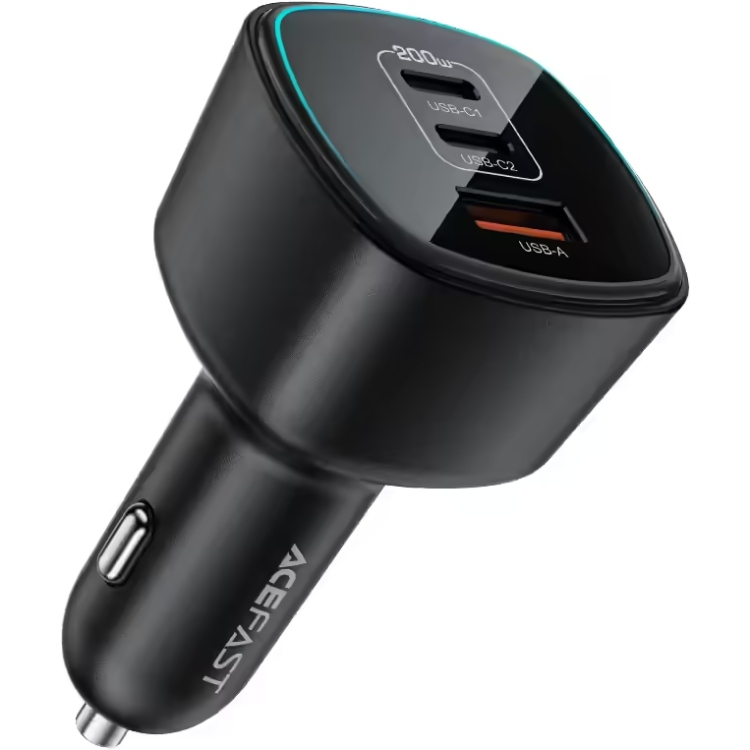Автозарядка 3xUSB 200W (2xUSB-C + USB-A) B18 Acefast (6974316285953) на малюнкі №1