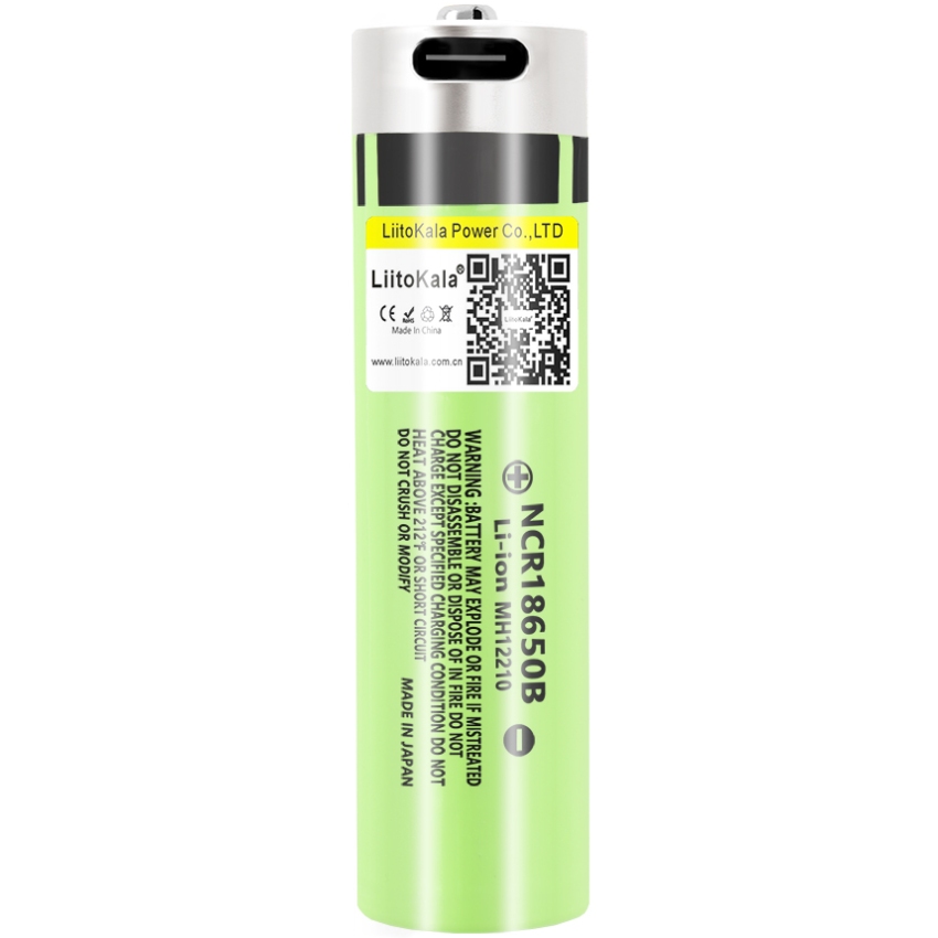 Акумулятор 18650 LiitoKala, USB-34B, 3400mAh, 3.7 li-ion battery, 1 pcs вбуд. USB для зар. Type-С (Lii-USB-34B) на малюнкі №1