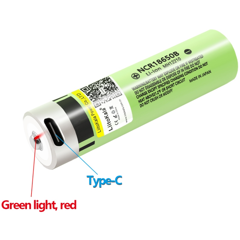 Акумулятор 18650 LiitoKala, USB-34B, 3400mAh, 3.7 li-ion battery, 1 pcs вбуд. USB для зар. Type-С (Lii-USB-34B) на малюнкі №3