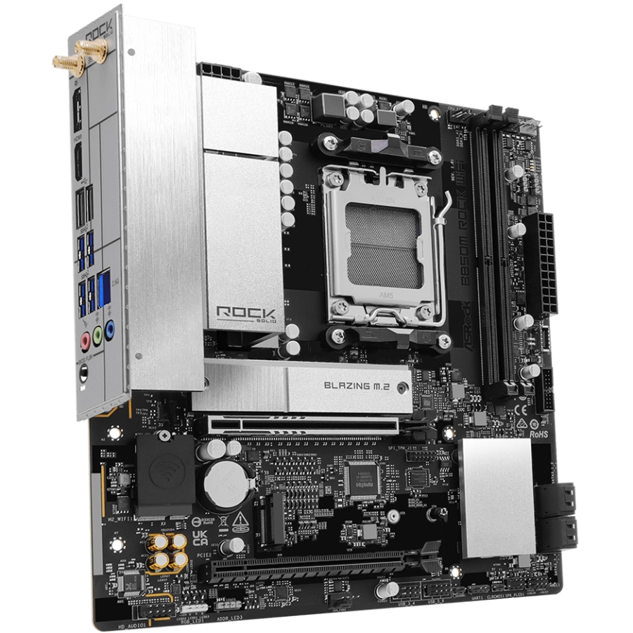 ASRock (AM5/B850, 2*DDR5, PCIex16, HDMI/DP, 4xSATAIII,2xM.2, 2.5GLan, mATX) (B850M ROCK WIFI) на малюнкі №2