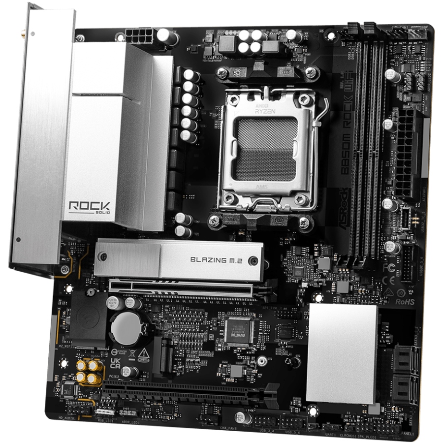 ASRock (AM5/B850, 2*DDR5, PCIex16, HDMI/DP, 4xSATAIII,2xM.2, 2.5GLan, mATX) (B850M ROCK WIFI) на малюнкі №3