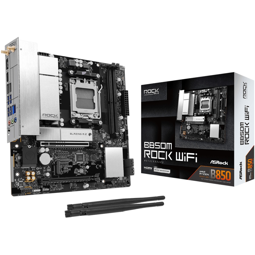ASRock (AM5/B850, 2*DDR5, PCIex16, HDMI/DP, 4xSATAIII,2xM.2, 2.5GLan, mATX) (B850M ROCK WIFI) на малюнкі №5