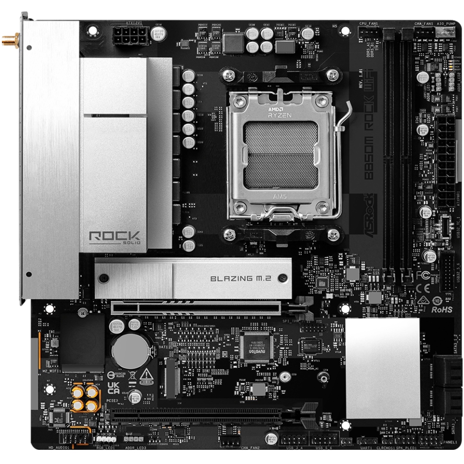 ASRock (AM5/B850, 2*DDR5, PCIex16, HDMI/DP, 4xSATAIII,2xM.2, 2.5GLan, mATX) (B850M ROCK WIFI) на малюнкі №6
