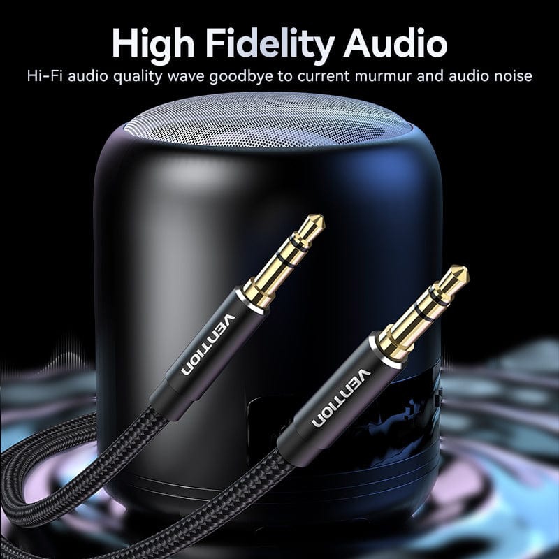 Кабель AUX Audio TRS M/M, 5.0м, чорний, обплетення, Vention (BAWBJ) Чорний на малюнкі №4