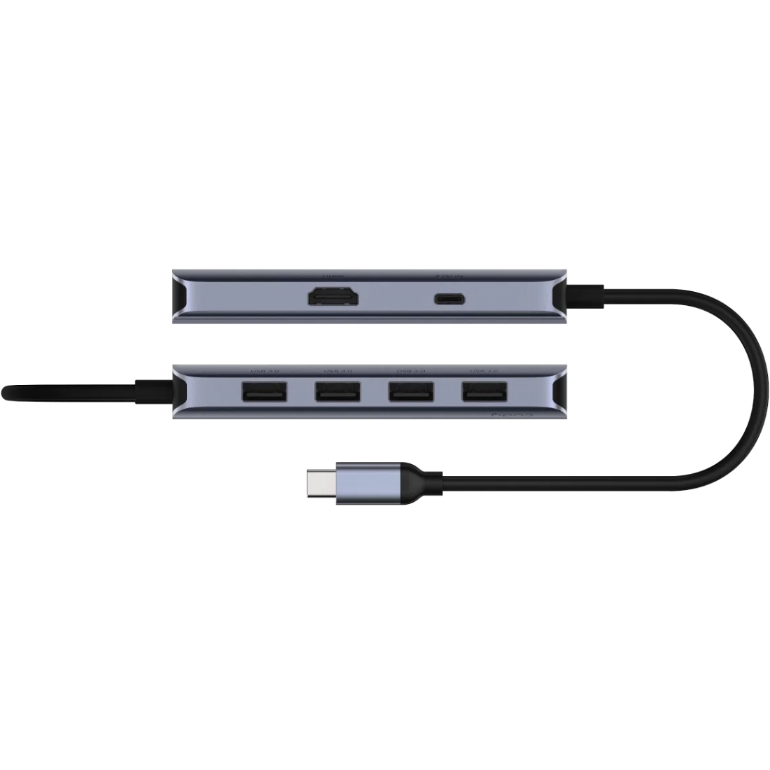 Хаб USB 3.0 Type-C - 4xUSB-A, 1хUSB-C, 1xHDMI 4K@60 Hz, алюмінієвий корпус, Cudy (UH500) на малюнкі №2