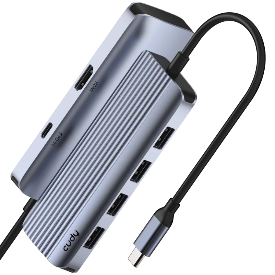 Хаб USB 3.0 Type-C - 4xUSB-A, 1хUSB-C, 1xHDMI 4K@60 Hz, алюмінієвий корпус, Cudy (UH500) на малюнкі №3