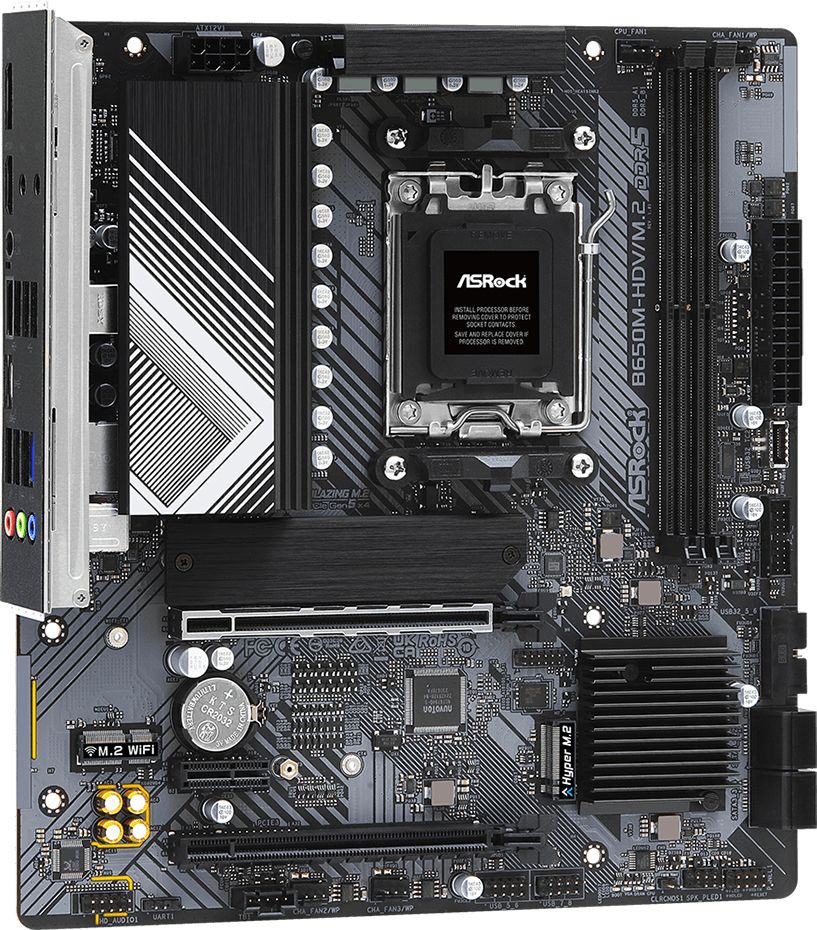 ASRock (AM5/B650, 2*DDR5, PCIex16, DP/HDMI, 4xSATAІІІ, 2xM.2, 2.5GLan, 7.1ch, mATX) (B650M-HDV/M.2) на малюнкі №2