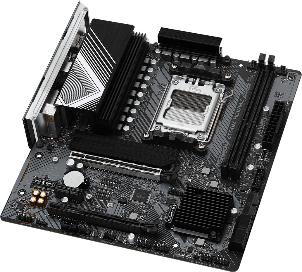 ASRock (AM5/B650, 2*DDR5, PCIex16, DP/HDMI, 4xSATAІІІ, 2xM.2, 2.5GLan, 7.1ch, mATX) (B650M-HDV/M.2) на малюнкі №3