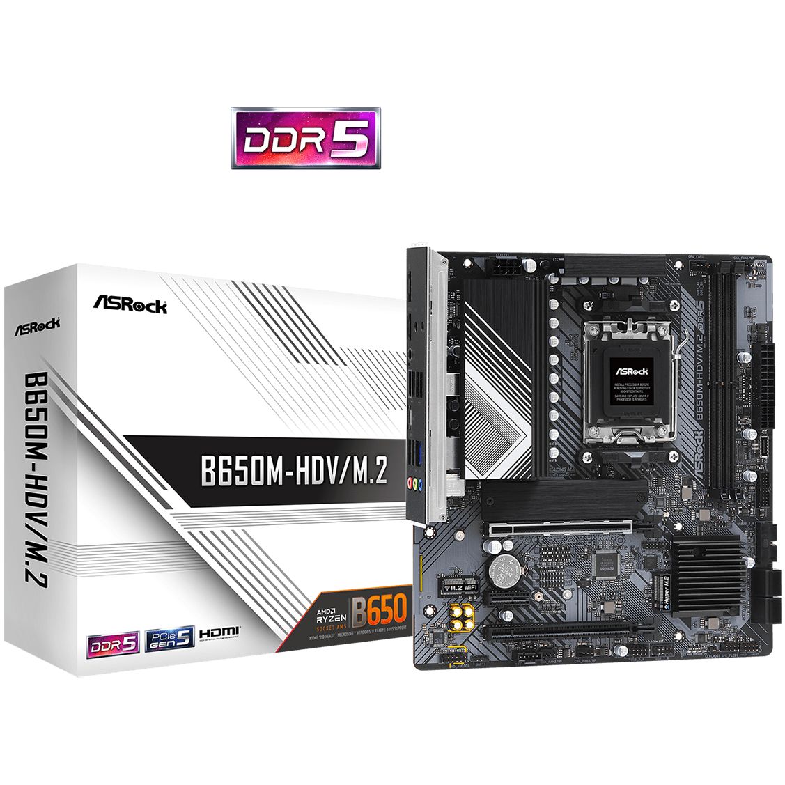 ASRock (AM5/B650, 2*DDR5, PCIex16, DP/HDMI, 4xSATAІІІ, 2xM.2, 2.5GLan, 7.1ch, mATX) (B650M-HDV/M.2) на малюнкі №5