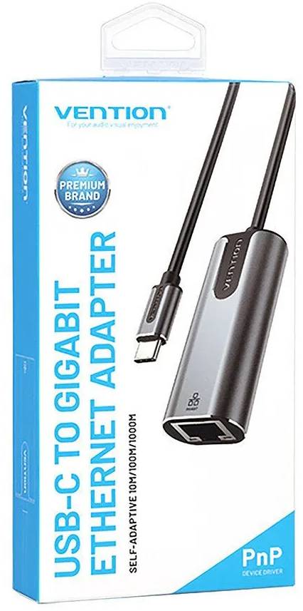 Перехідник USB 3.1 Type-C -- Ethernet RJ45 1000Mb Aluminum Vention сірий (CFNHB) на малюнкі №2