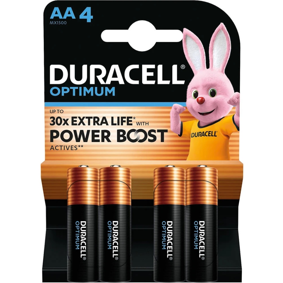 Батарейка AA/LR06, Лужна, Duracell Optimum, BL (4шт.) (6835424) на малюнкі №1