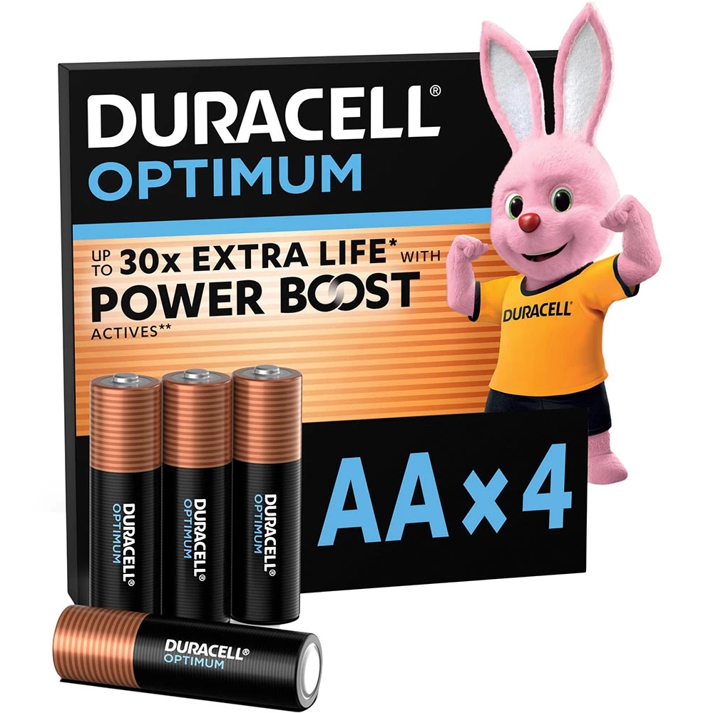 Батарейка AA/LR06, Лужна, Duracell Optimum, BL (4шт.) (6835424) на малюнкі №2