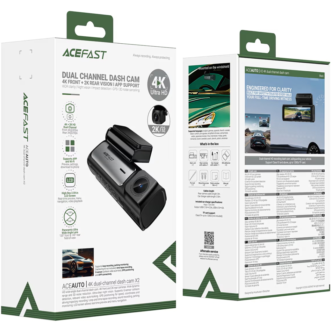 Відеореєстратор Acefast X2 4K dual-channel (6974316286486) на малюнкі №5