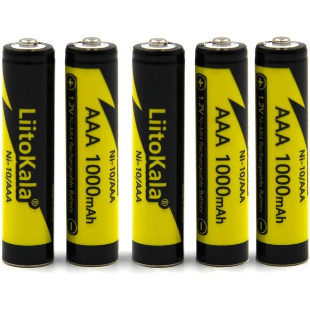 Акумулятор AAA 1000mAh, 1.2V NI-MH, rechargeable battery, LiitoKala, blister 5 pcs (Ni-10/AAA-5B) на малюнкі №1