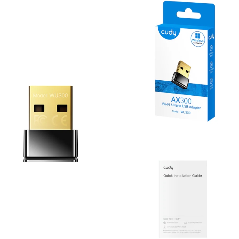 Адаптер WiFi Cudy WU300, AX300 Wi-Fi 6 Nano USB Adapter (WU300) на малюнкі №3
