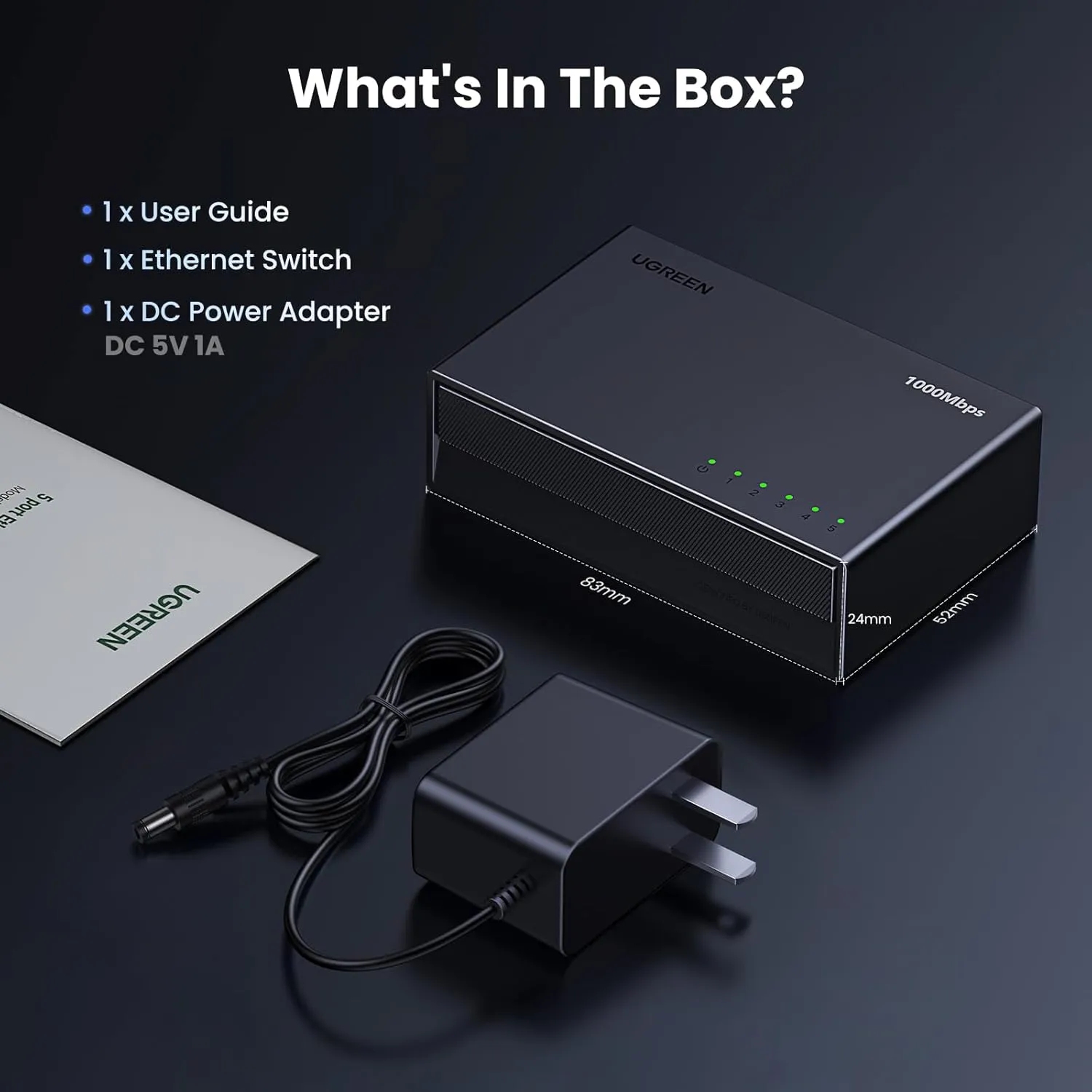 Комутатор Ugreen, 5-Port Gigabit Ethernet Switch (CM833) на малюнкі №3