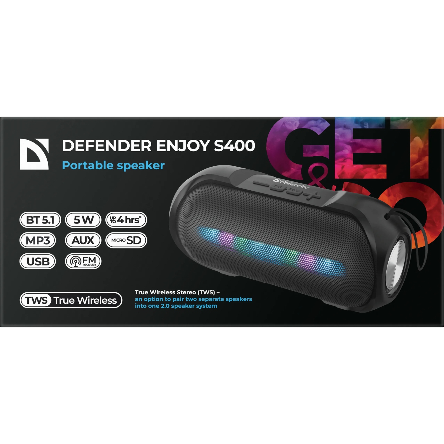 Акустична система 1.0 Defender Enjoy S400 5Вт Light/BT/FM/USB/TF/AUX (65399) Чорний на малюнкі №4