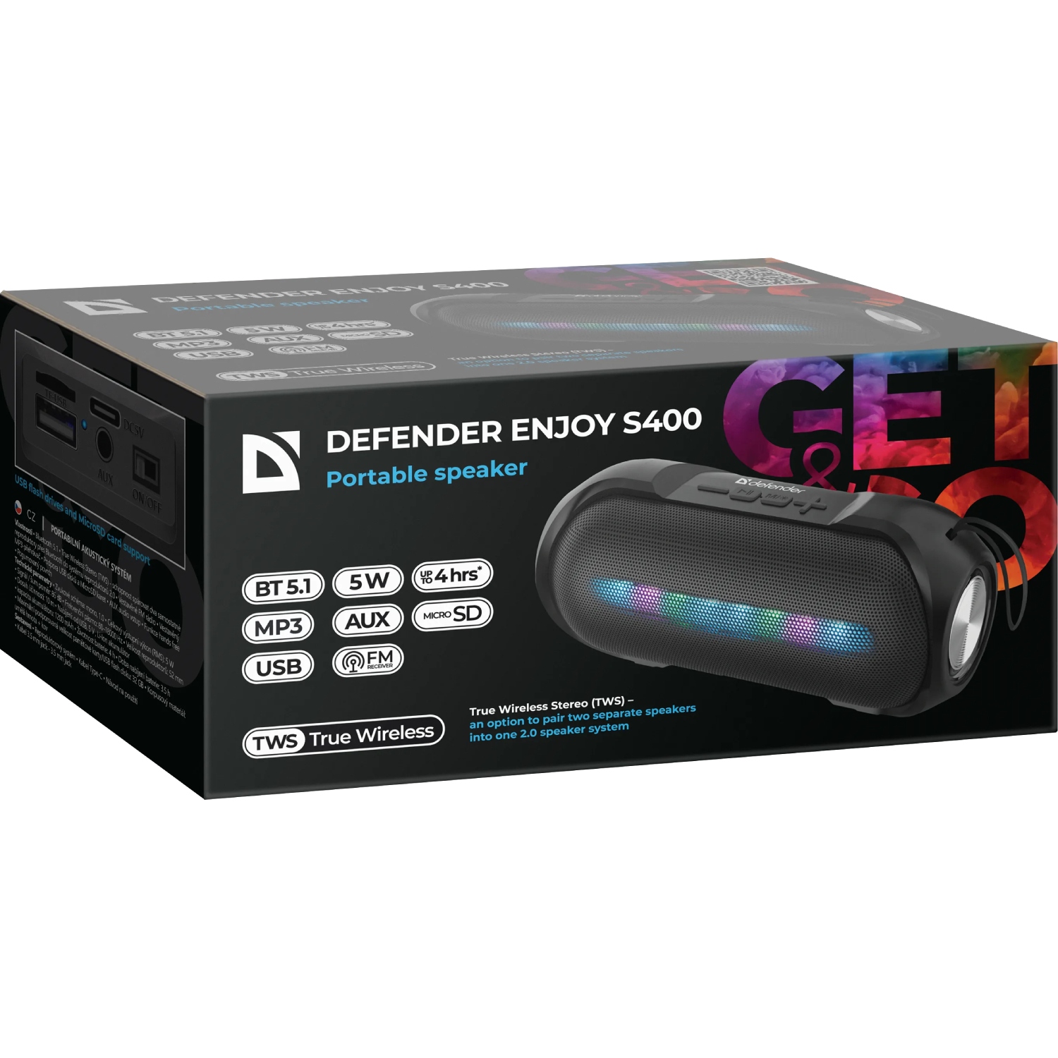 Акустична система 1.0 Defender Enjoy S400 5Вт Light/BT/FM/USB/TF/AUX (65399) Чорний на малюнкі №5