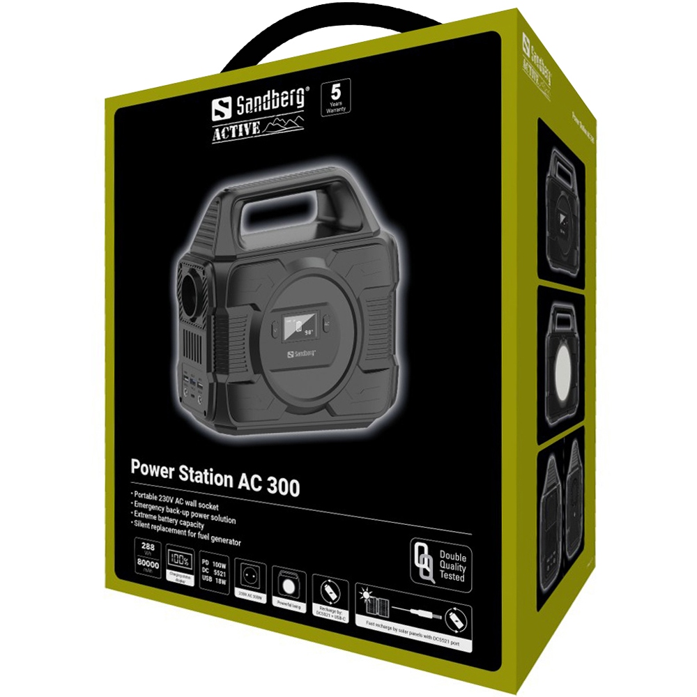Зарядна станція Sandberg AC 300 (288 Вт/г) 300W, Type-C in/out 100W, Li-ion, ліхтарик 7Вт (420-84) на малюнкі №6