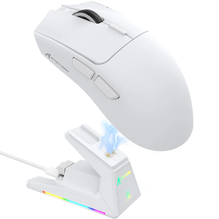 Мишка Attack Shark X1, Wireless/Bluetooth, 40000dpi. (PAW3395PRO), 6кн, White (X1W_AS) Білий на малюнкі №2
