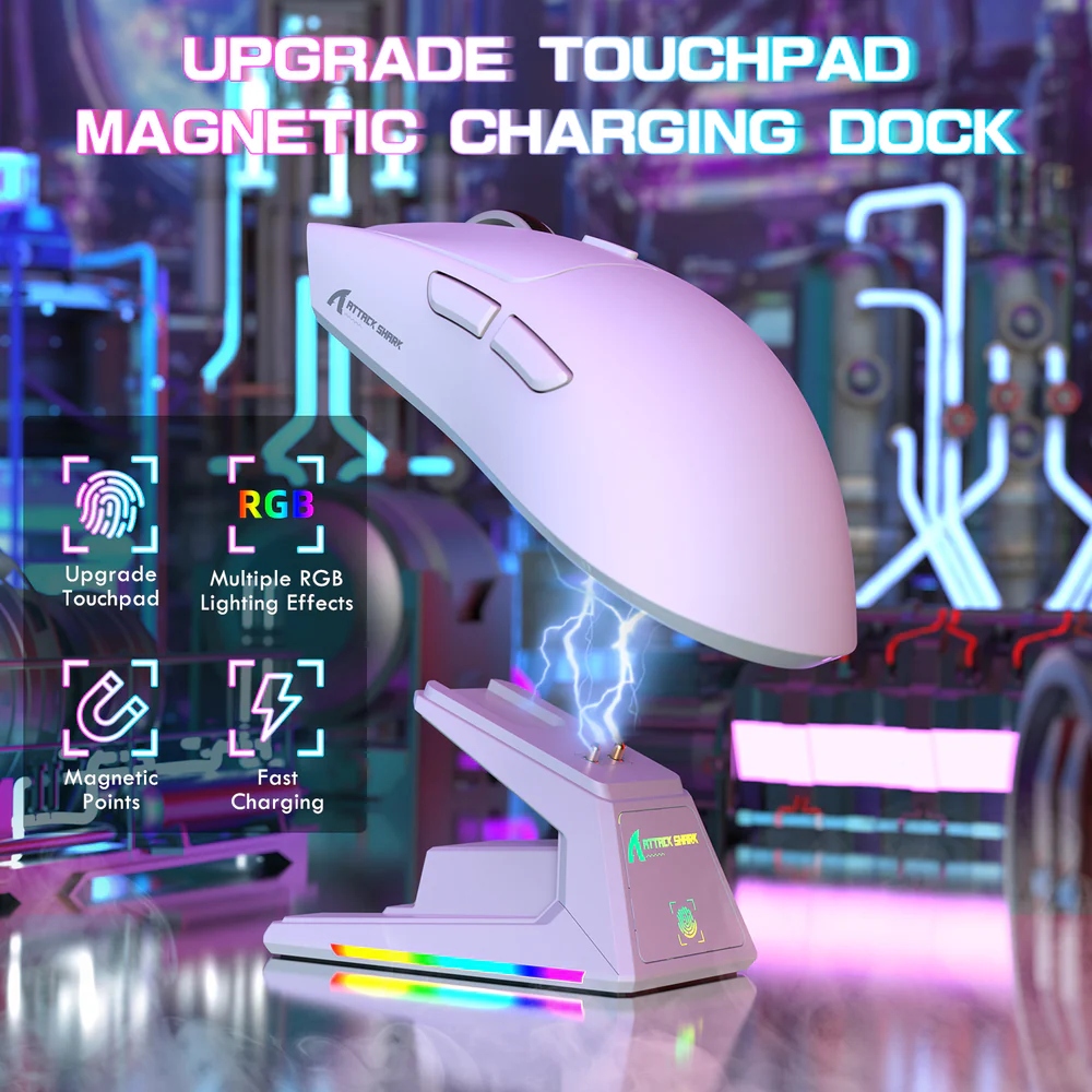Мишка Attack Shark X1, Wireless/Bluetooth, 40000dpi. (PAW3395PRO), 6кн, White (X1W_AS) Білий на малюнкі №4