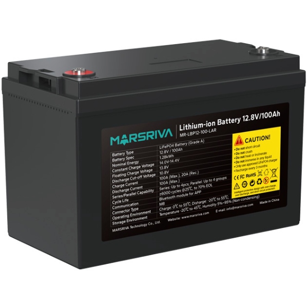 Акумуляторна батарея Marsriva LiFePO4, 12.8V/100Ah, 1.28kWh (MR-LBP12-100-LAR) на малюнкі №2