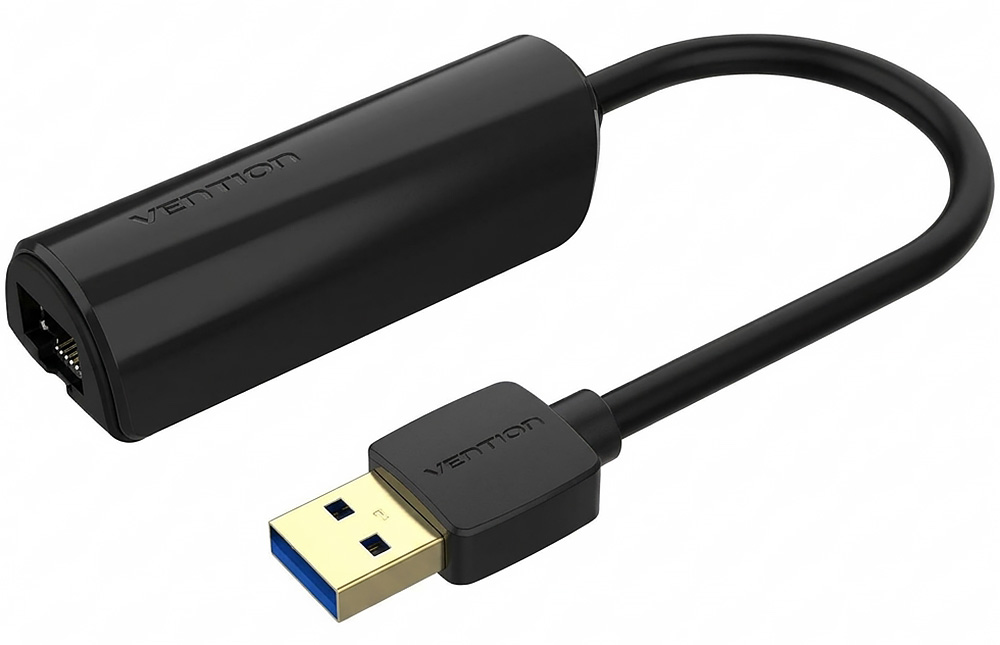 Перехідник USB 3.0 Type-A -- Ethernet RJ45 1000Mb чорний Vention (CEHBB) на малюнкі №1