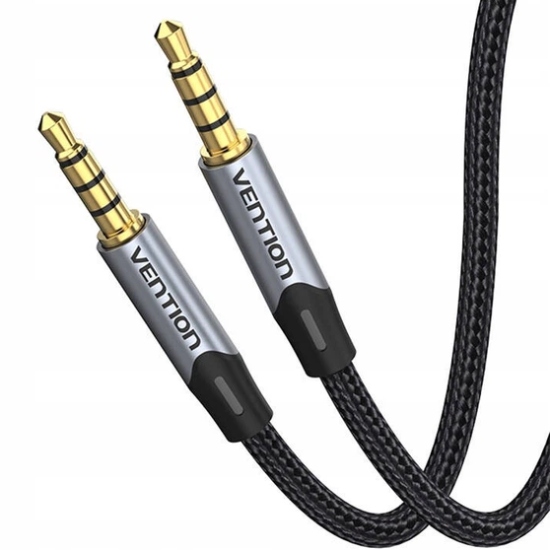 Кабель AUX Audio TRS M/M, 0.5м, сірий, обплетення, Vention (BAQHD) Сірий на малюнкі №2