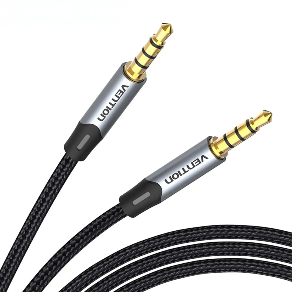 Кабель AUX Audio TRS M/M, 0.5м, сірий, обплетення, Vention (BAQHD) Сірий на малюнкі №3