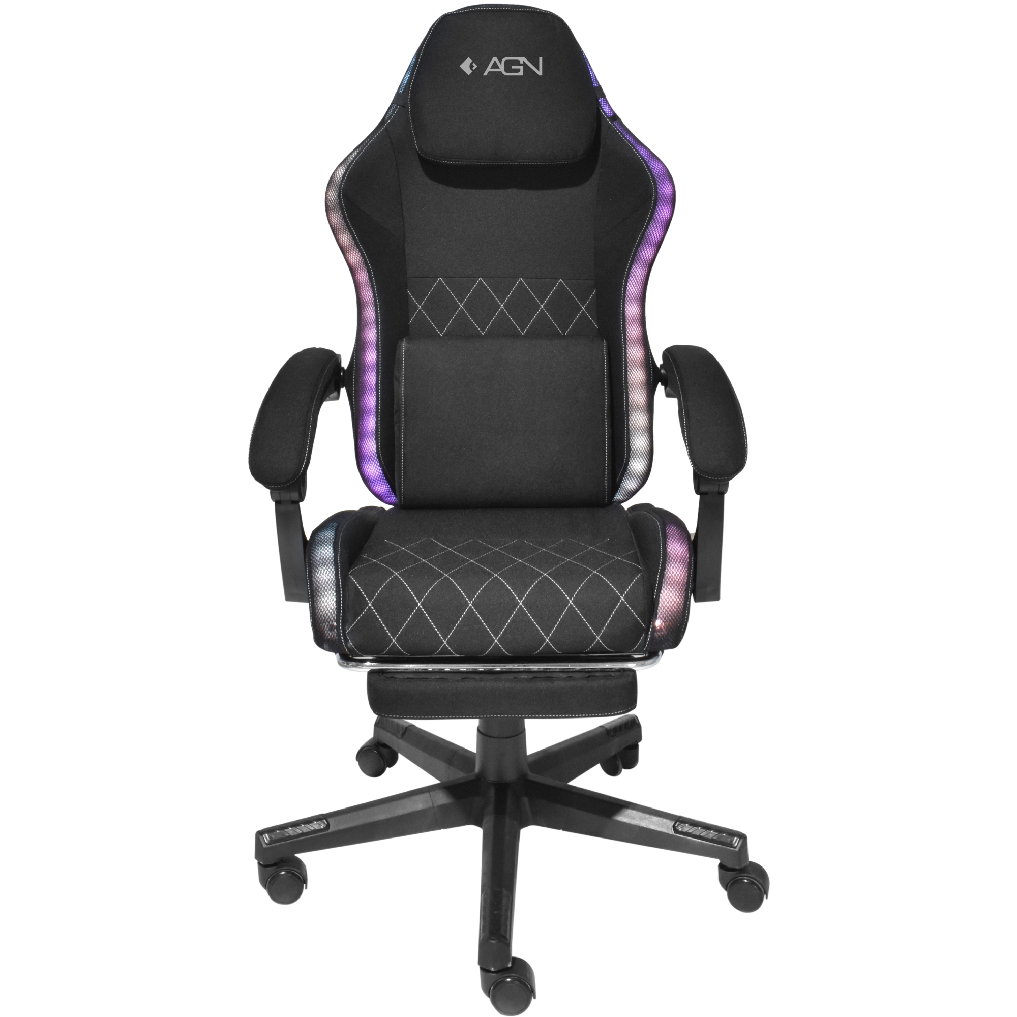 Крісло ігрове AGN 3 клас,150 кг, 80мм, RGB підсвітка, чорне (AGN09-21) Чорний на малюнкі №1