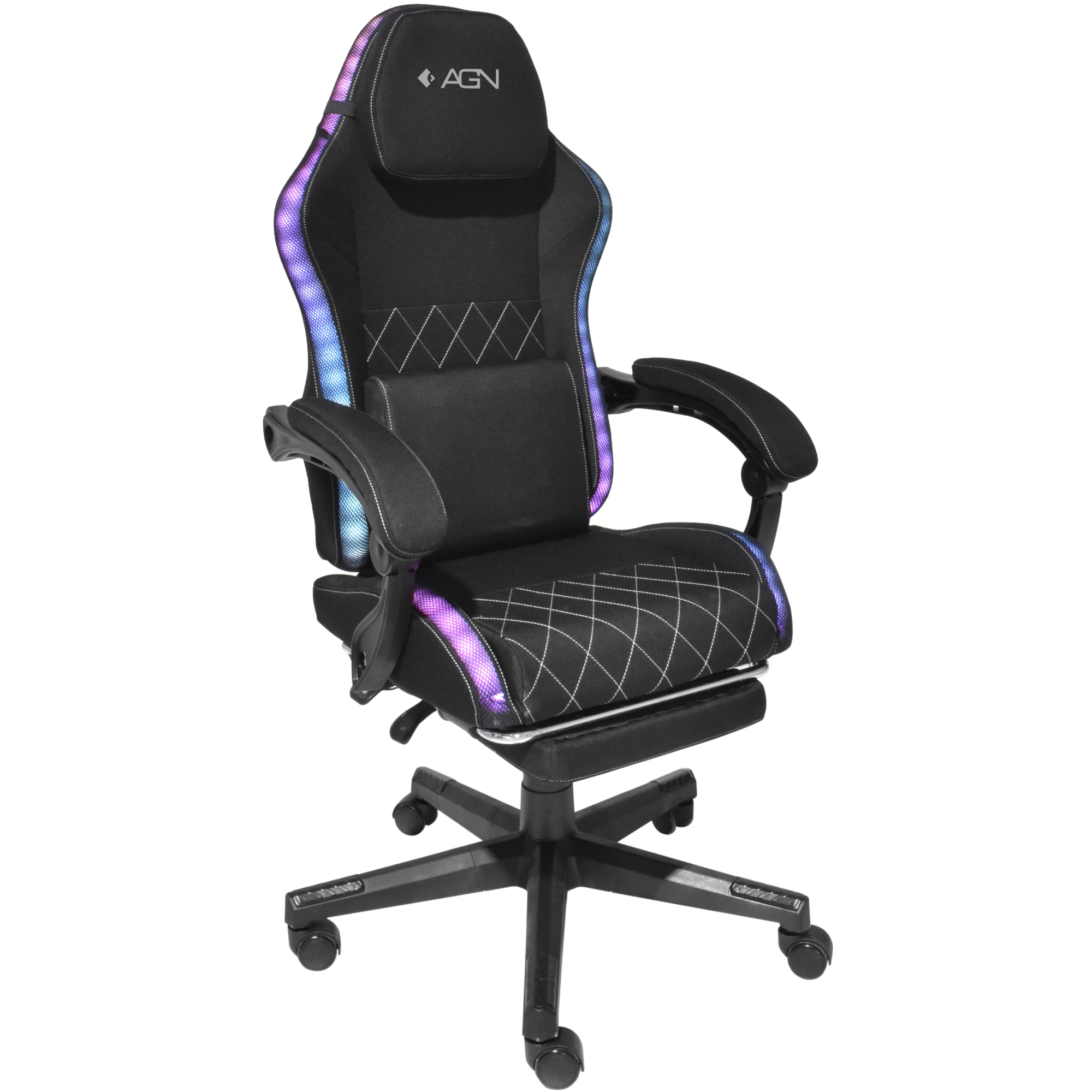 Крісло ігрове AGN 3 клас,150 кг, 80мм, RGB підсвітка, чорне (AGN09-21) Чорний на малюнкі №2
